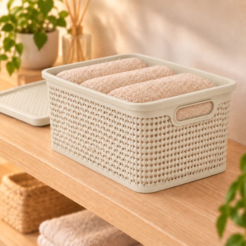 Set x6 Caja simil ratán 7,5 lts BEIGE