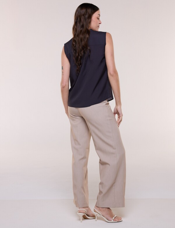 Blusa De Gasa Con Botones NEGRO