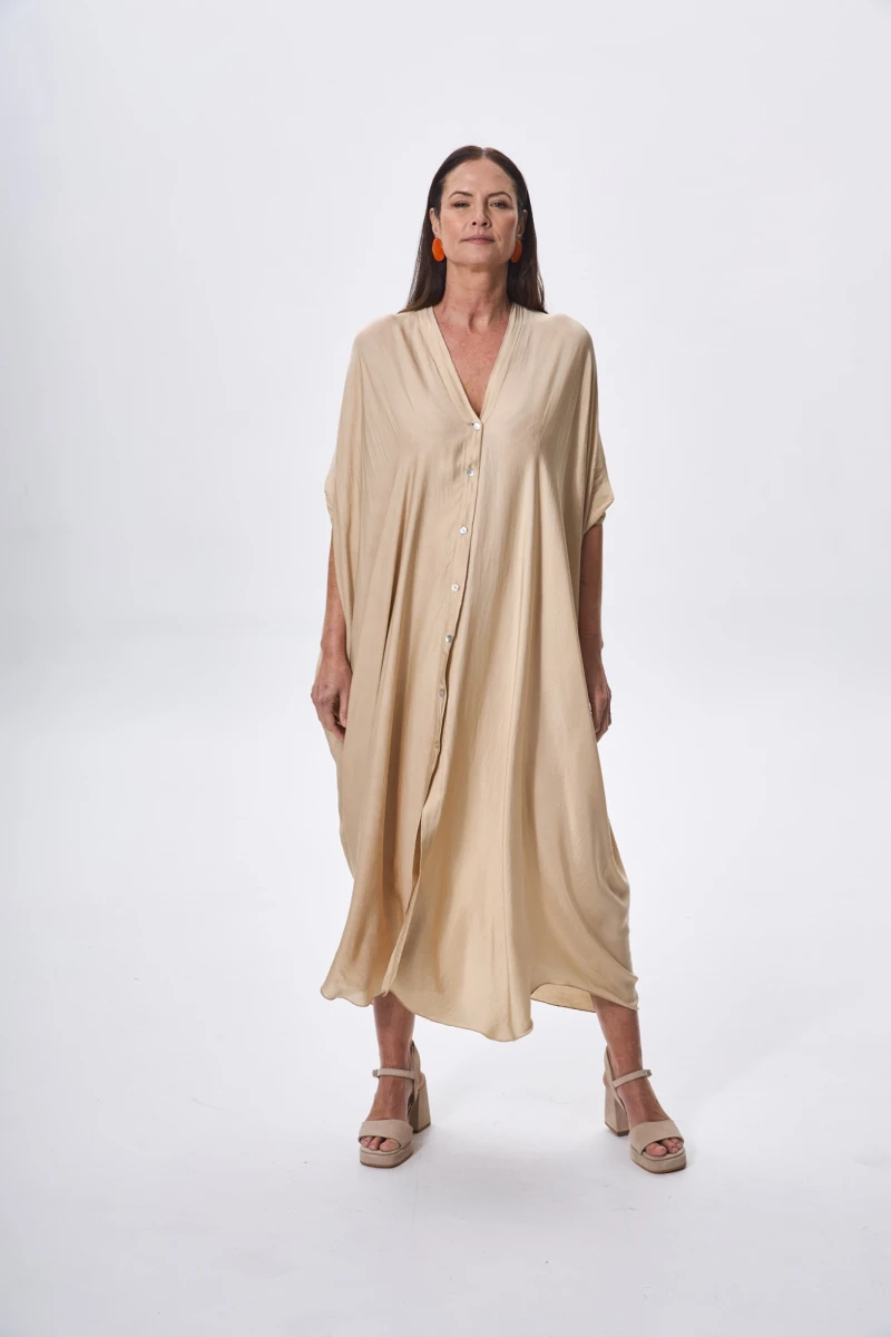 Vestido New Helena beige talle unico