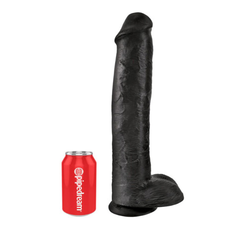 Dildo Realístico Negro King Cock Testículos y Ventosa 38cm Dildo Realístico Negro King Cock Testículos y Ventosa 38cm