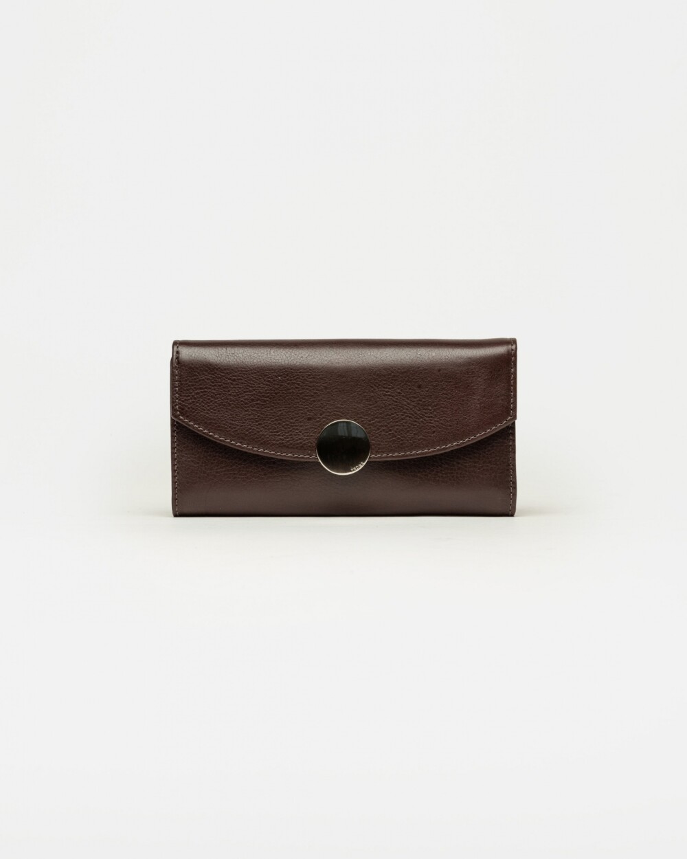 Billetera The Circle en cuero liso Chocolate