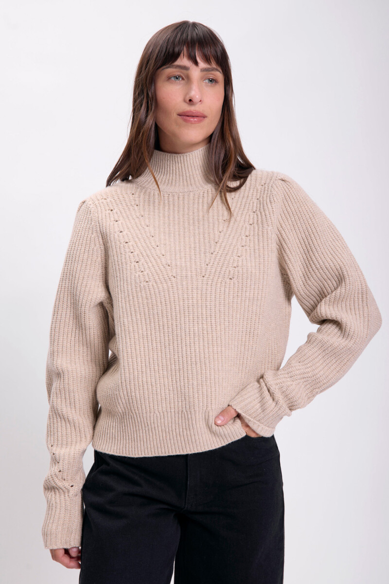 Polera punto fantasía Crudo