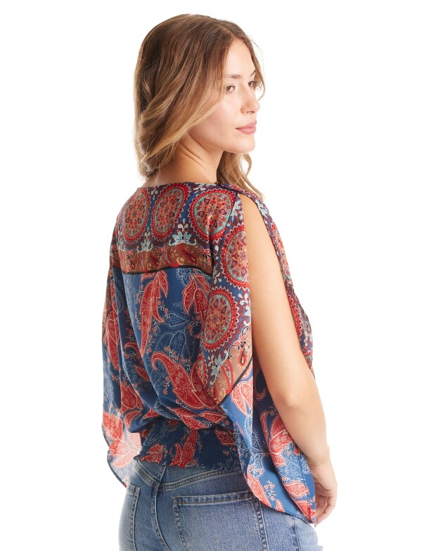 Blusa Gasa Arabescos AZUL/MULTI