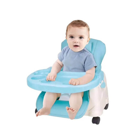 Silla De Comer Para bebé Baja con Rueditas Jugar Azul