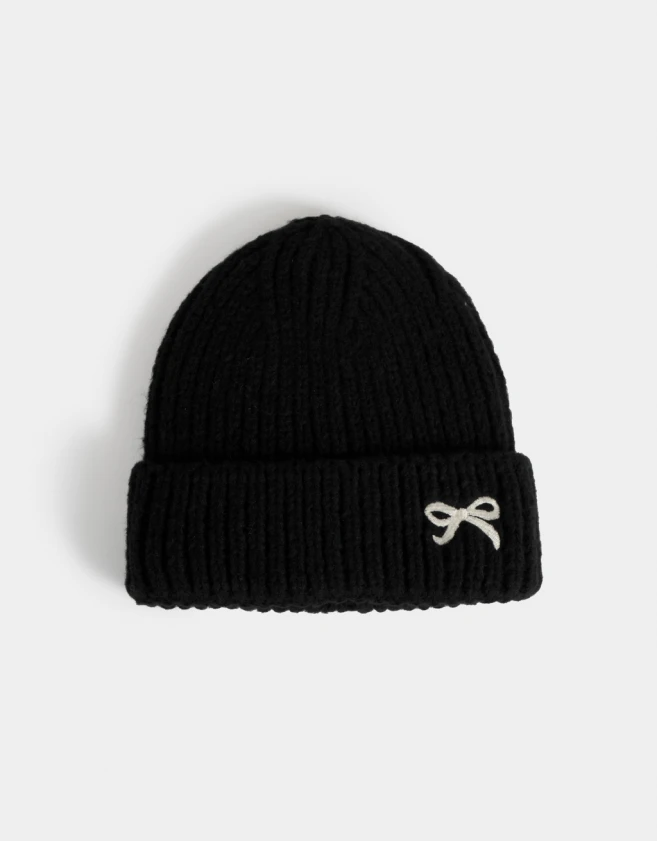 Gorro Cute Gorro Tejido Bordado - Negro