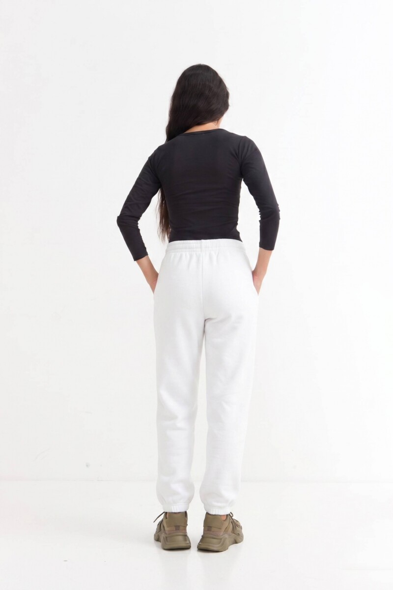 Pantalón dep clásico c/puños elásticos - UNISEX BLANCO