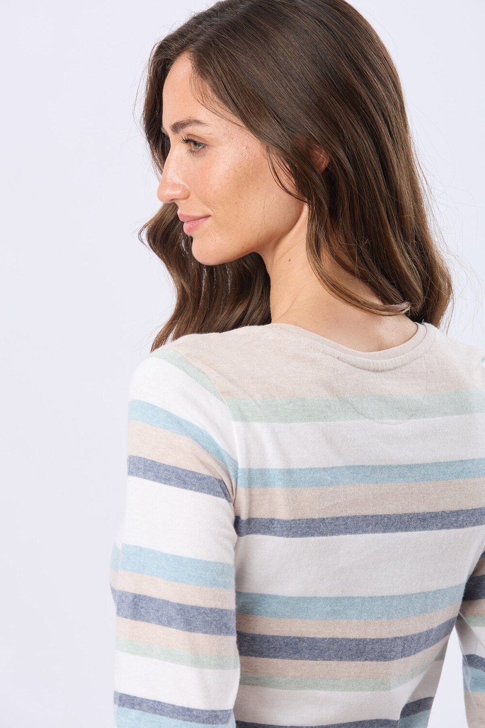 REMERA RAYADA DE ALGODÓN Beige