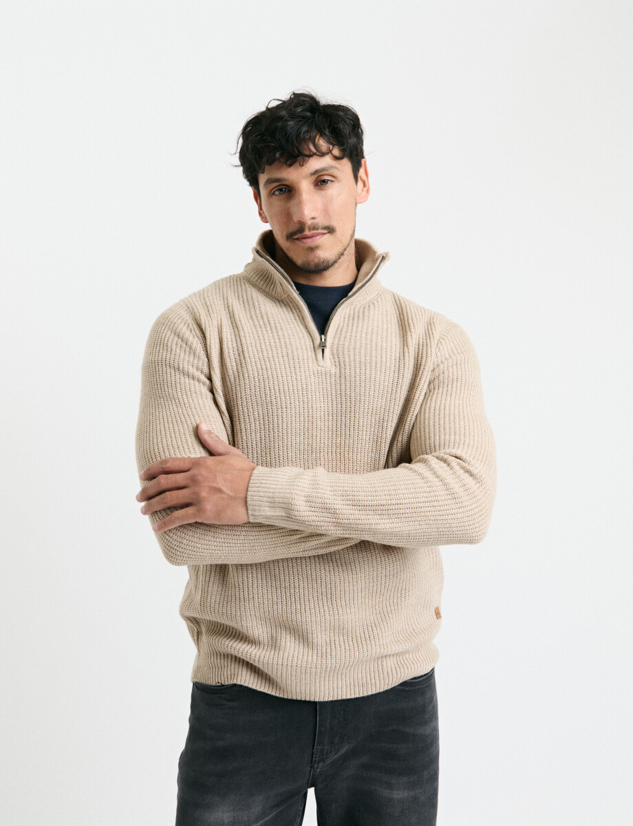 470587 SWEATER PUNTO MEDIO CIERRE HARRY Beige