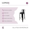 Taburete Tolix en metal con respaldo Negro