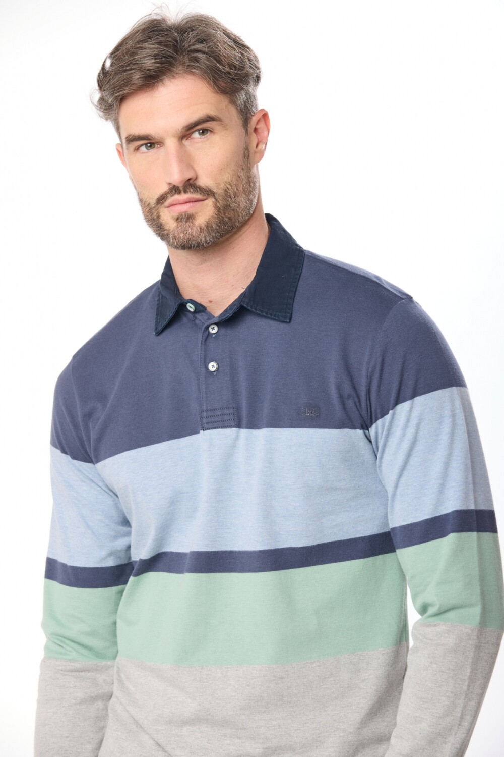 REMERA POLO RAYADA Azul