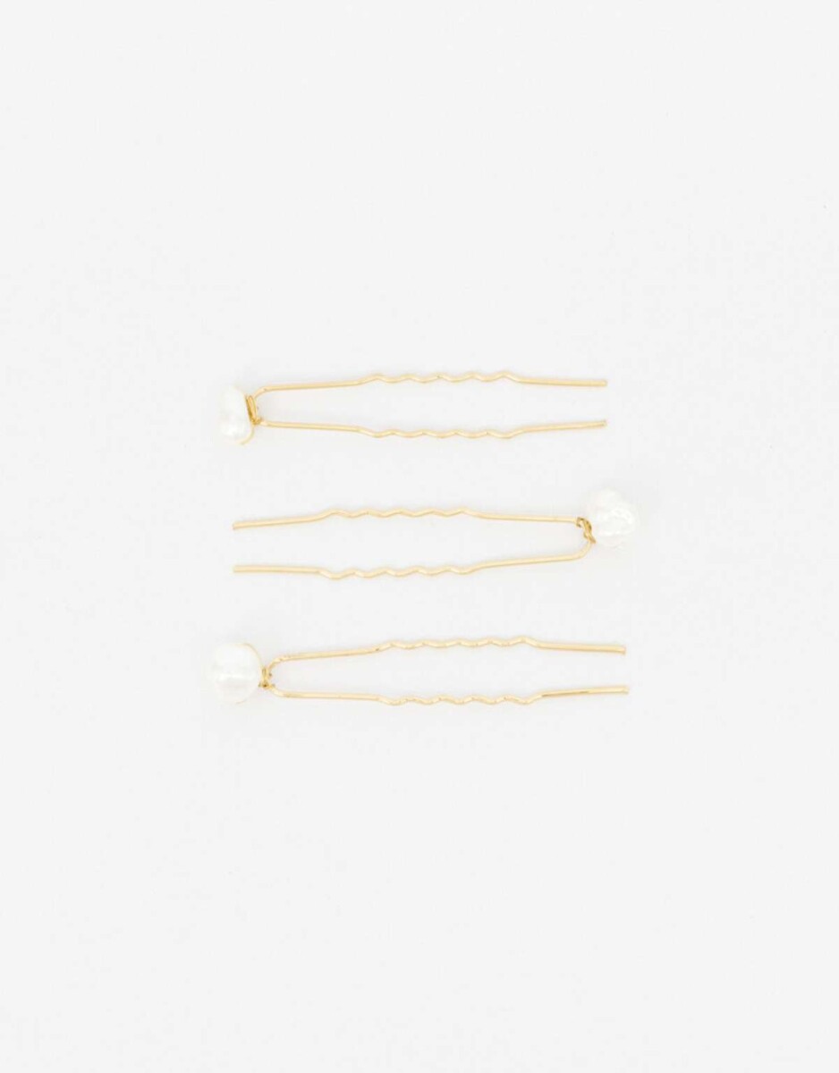 Set De Peinetas Con Perla Orgánica - Combinacion Bicolor 