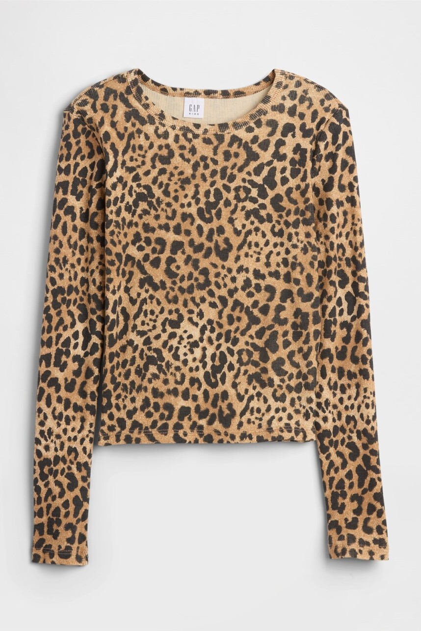 Remera Rib Niña Leopard