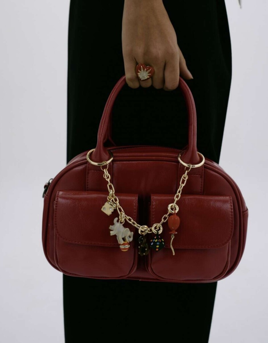 Cartera Bowling Con Bolsillos - Rojo Medio 