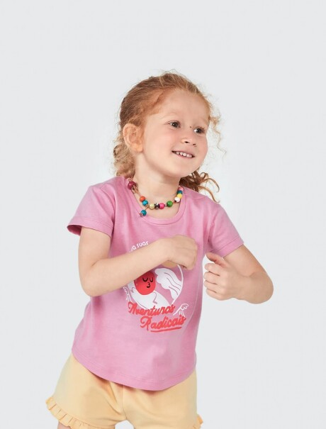 BLUSA INFANTIL CON ESTAMPA ROSA