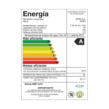 Calefón James 30 Litros Acero Cilíndrico Calefón James 30 Litros Acero Cilíndrico