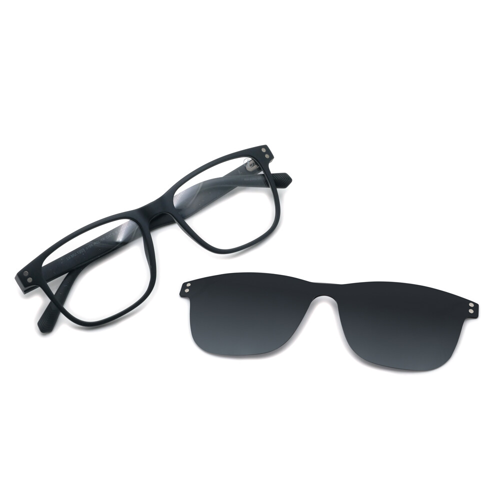 Lentes 2 En 1 Otica Cuadrado Negro/Negro