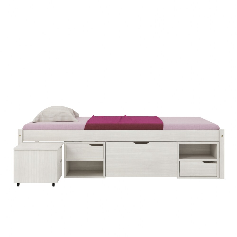 Cama Madera Maciza Con Cajones - 1 plaza - Linea charme Blanco