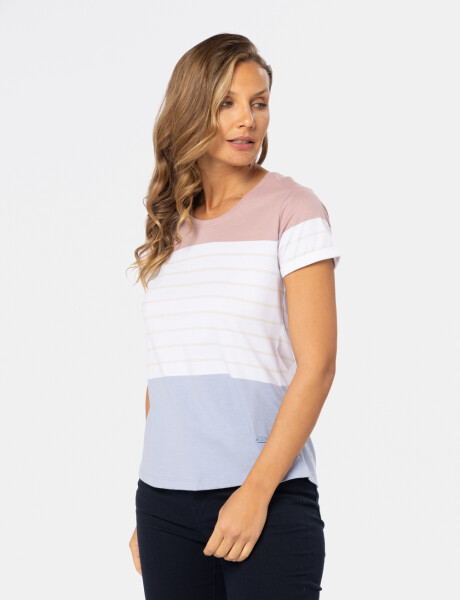REMERA RAYADA Rosado