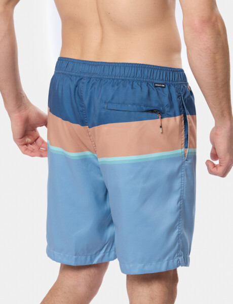 BERMUDA DE BAÑO RAYADA Azul