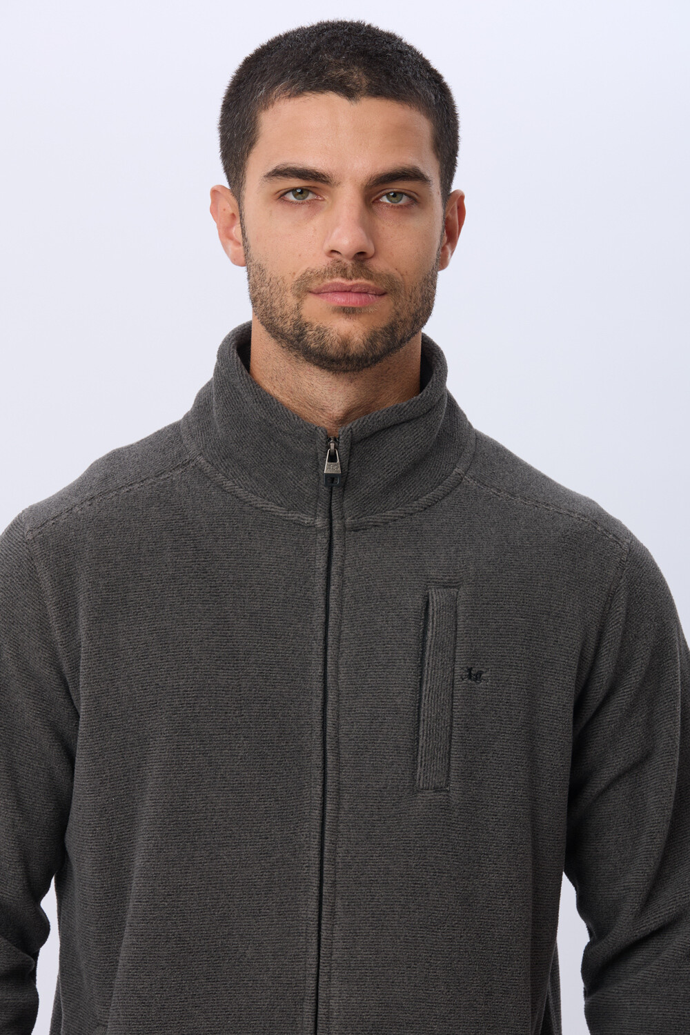 CAMPERA POLAR TEXTURADO LIVIANA Gris