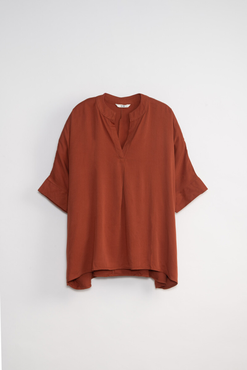 Blusa escote en v - Terracota 