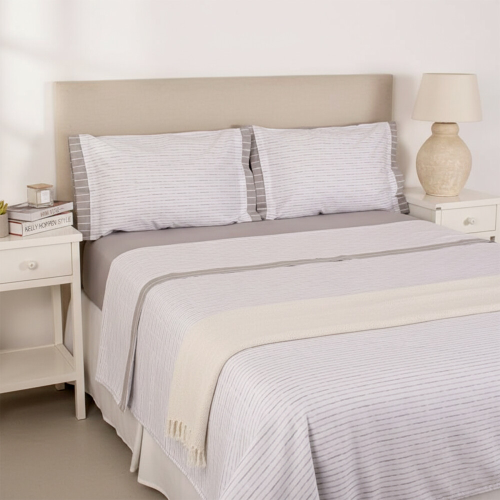 Juego de Sabanas Queen 200 Hilos Nina - Pilar Rayas Greige