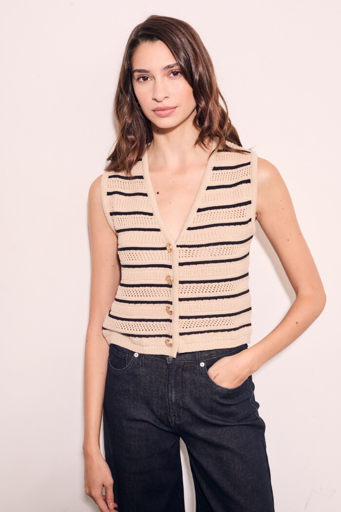 Chaleco Rayado Nácar