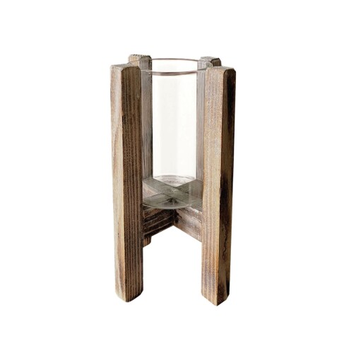 PORTAVELA DE VIDRIO 18x9CM BASE DE MADERA 28x15CM PORTAVELA DE VIDRIO 18x9CM BASE DE MADERA 28x15CM