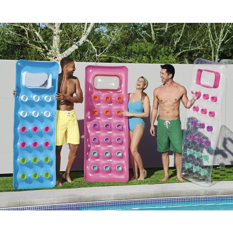 Colchoneta Porta Vasos Inflable Bestway Ideal Para Piscinas Celeste