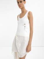 Top Con Flores De Abalorios blanco