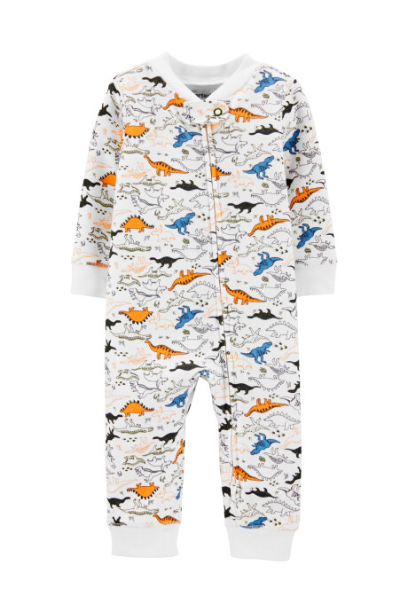 Pijama de algodón con cierre diseño dinosaurios Sin color