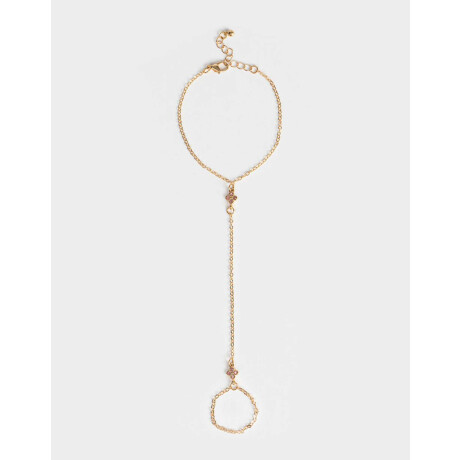 Pulsera Flexible Con Anillo Unido Dorado