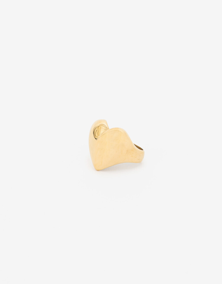 Anillos Medianos y Grandes Metal Anillo Bold De Acero Corazón - Dorado