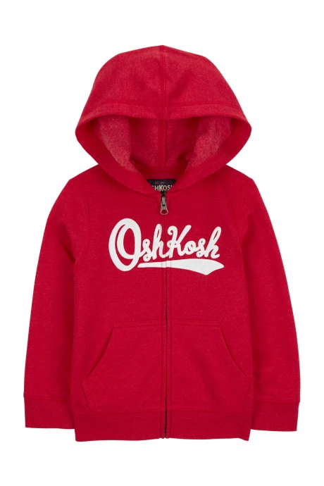 Campera de algodón, con capucha y logo, roja Sin color