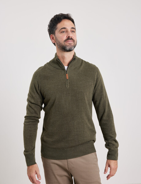 Sweater Medio Cierre Harrington Urban Verde Melange