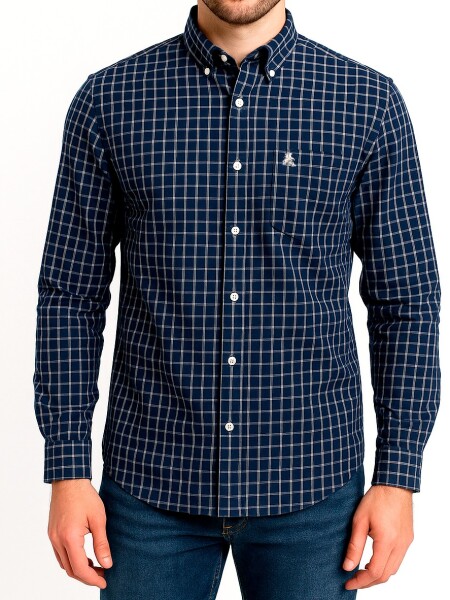Camisa Caballero Cuadrille Azul con Blanco