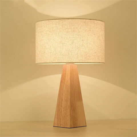 Portátil mesa de madera y pant. de tela beige E27 IX9456