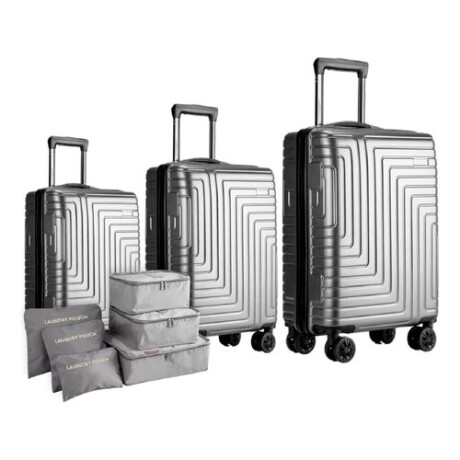 Set de 3 Valijas de Mano Rígidas Plateado