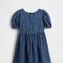 SS DNM PUFF SLV BOW DRS DARK WASH