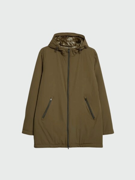 Herno-Campera impermeable con capucha integrada ajustable Verde