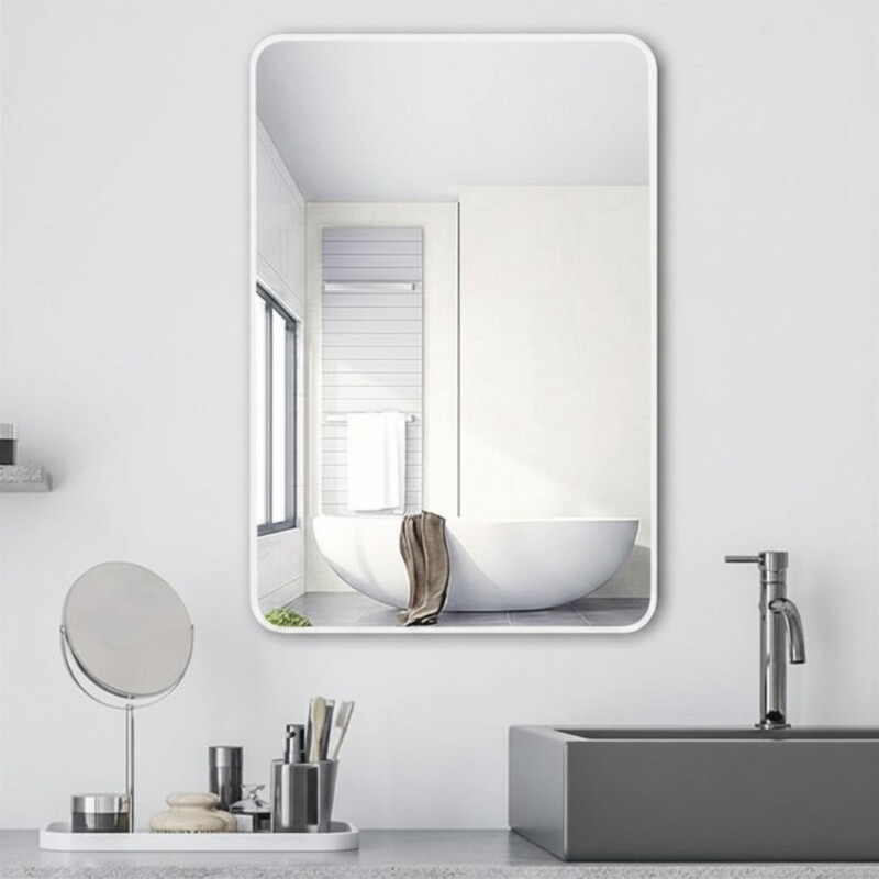Espejo Vertical Lumax Suleban c/marco y luz 90x70cm Blanco