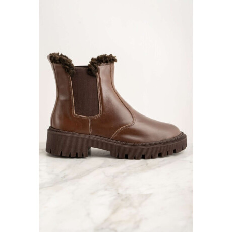 Bota Cuero Con Corderito Cafe