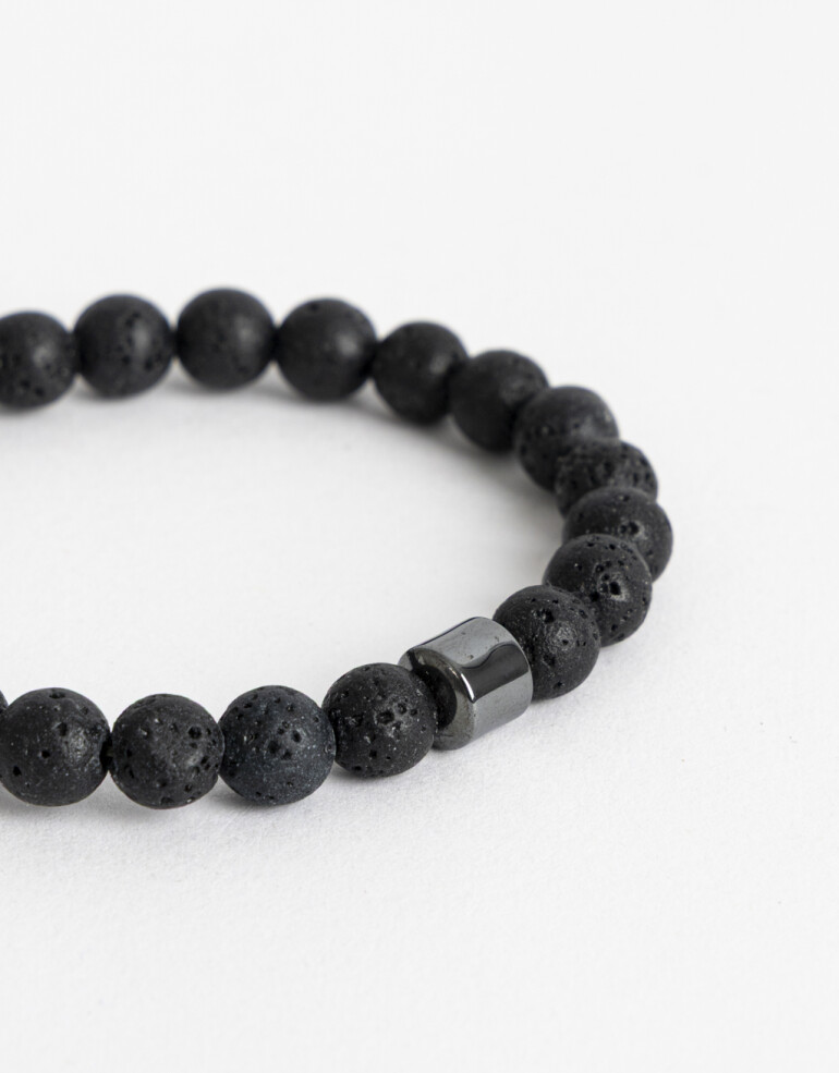 Pulseras Elásticas Piedras Pulsera De Piedras Men´s Collection - Negro