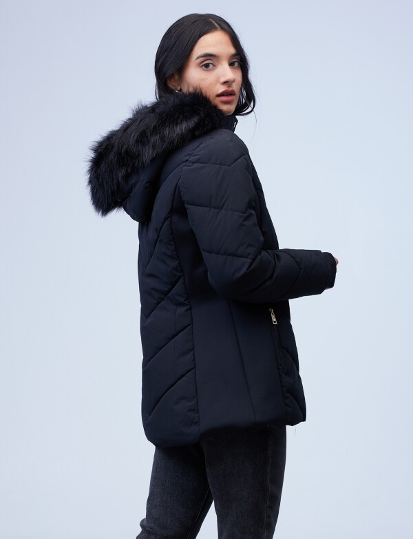 Campera Abrigo Faux Fur NEGRO