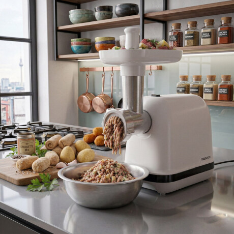 Picadora de carne Daewoo | Acero inoxidable | Color blanco Picadora de carne Daewoo | Acero inoxidable | Color blanco