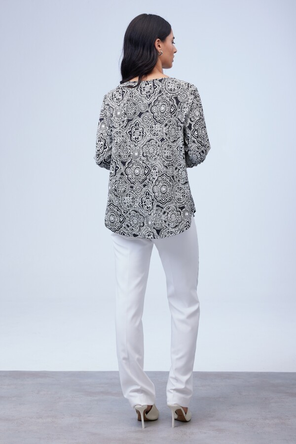 Blusa Keyhole NEGRO/BLANCO