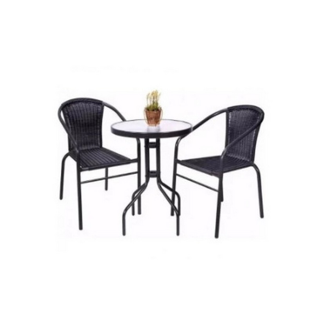SET DE JARDIN MESA + 2 SILLAS RATTAN SINTETICO OCRE 