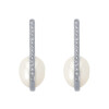 Caravanas Talia de oro blanco 18k. brillantes y perla de cultivo Caravanas Talia de oro blanco 18k. brillantes y perla de cultivo