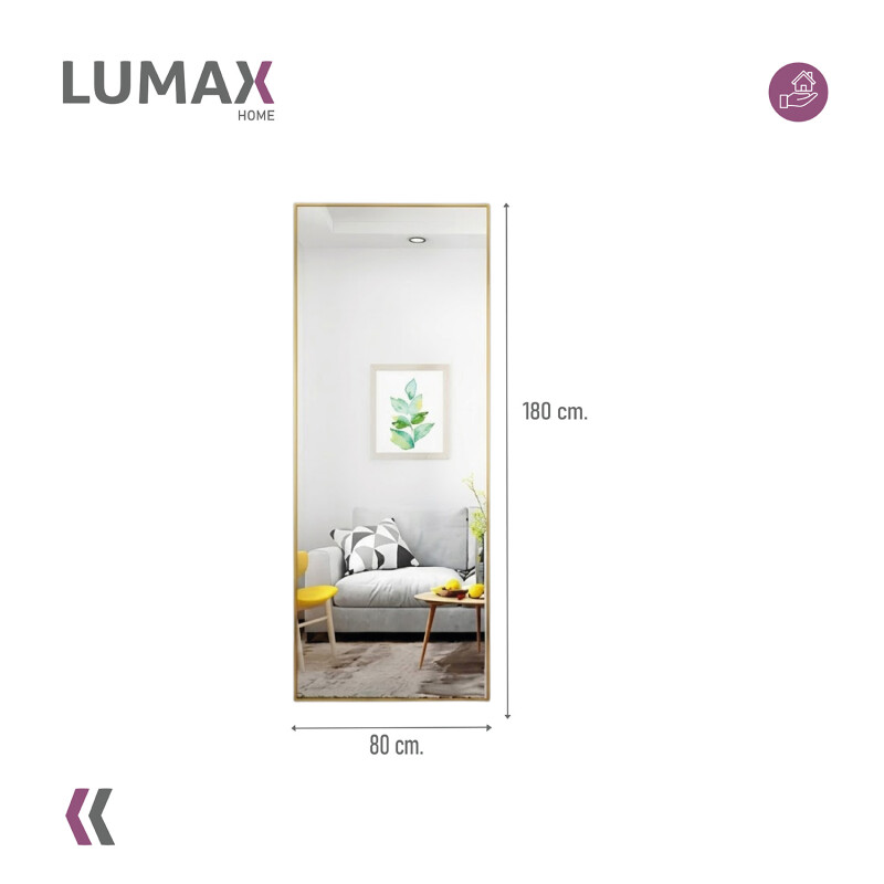 Espejo De Pie Lumax Rox Marco Rectangular 80 x 180cm Dorado