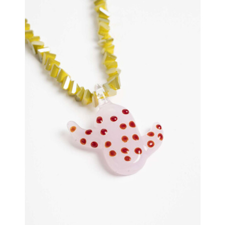 Collar Corto Beads Dije Cactus Rosa Claro